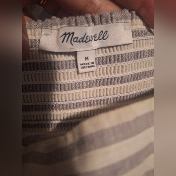 NWOT MADEWELL Sleeveless Striped Tiered Maxi Dress - Cream/Green - Picture 5 of 5